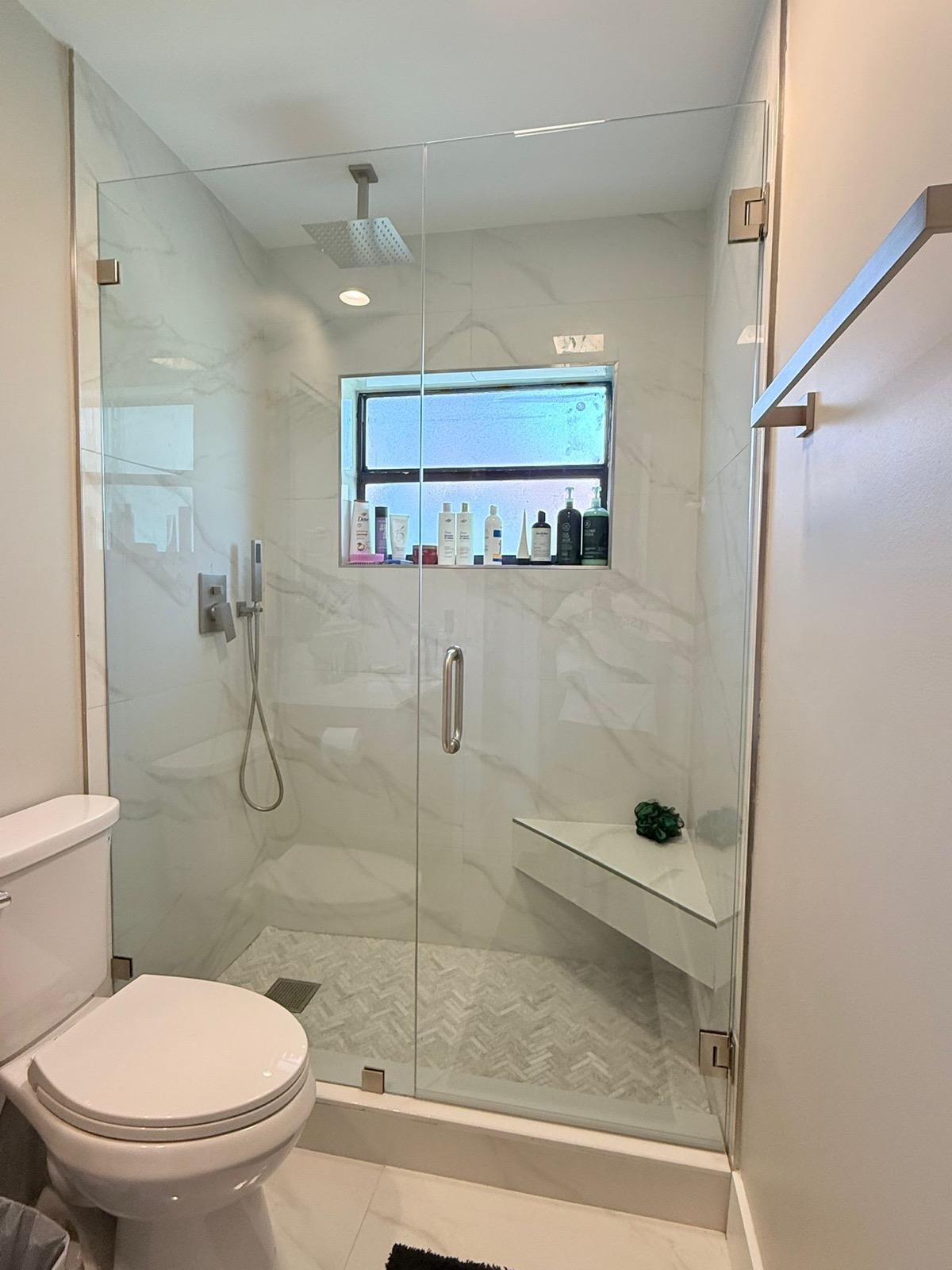 Modern bathroom renovation Delray Beach FL - porcelain tile by ENCP Services