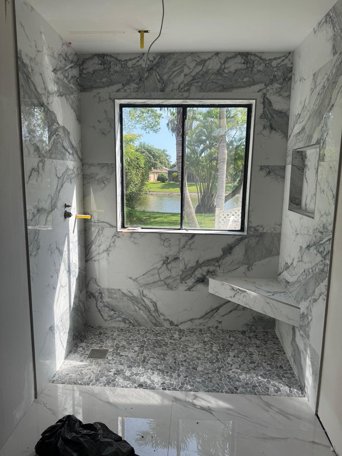 Marble shower installation Fort Lauderdale - natural stone by ENCP Services